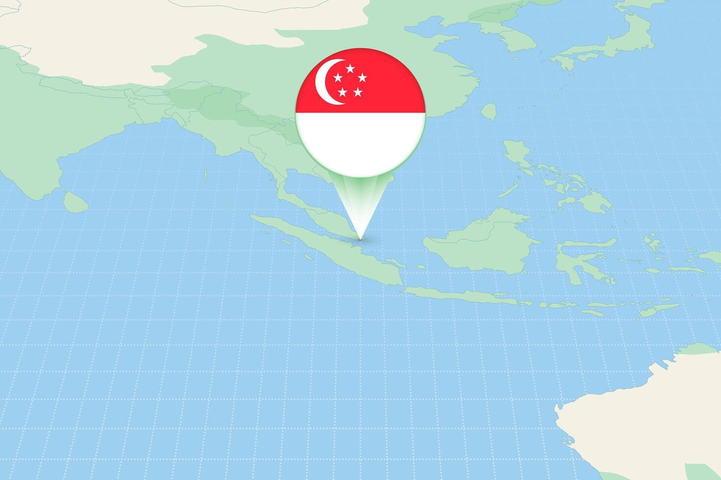 Karte Illustration von Singapur mit das Flagge. kartografisch Illustration von Singapur und benachbart Länder. vektor