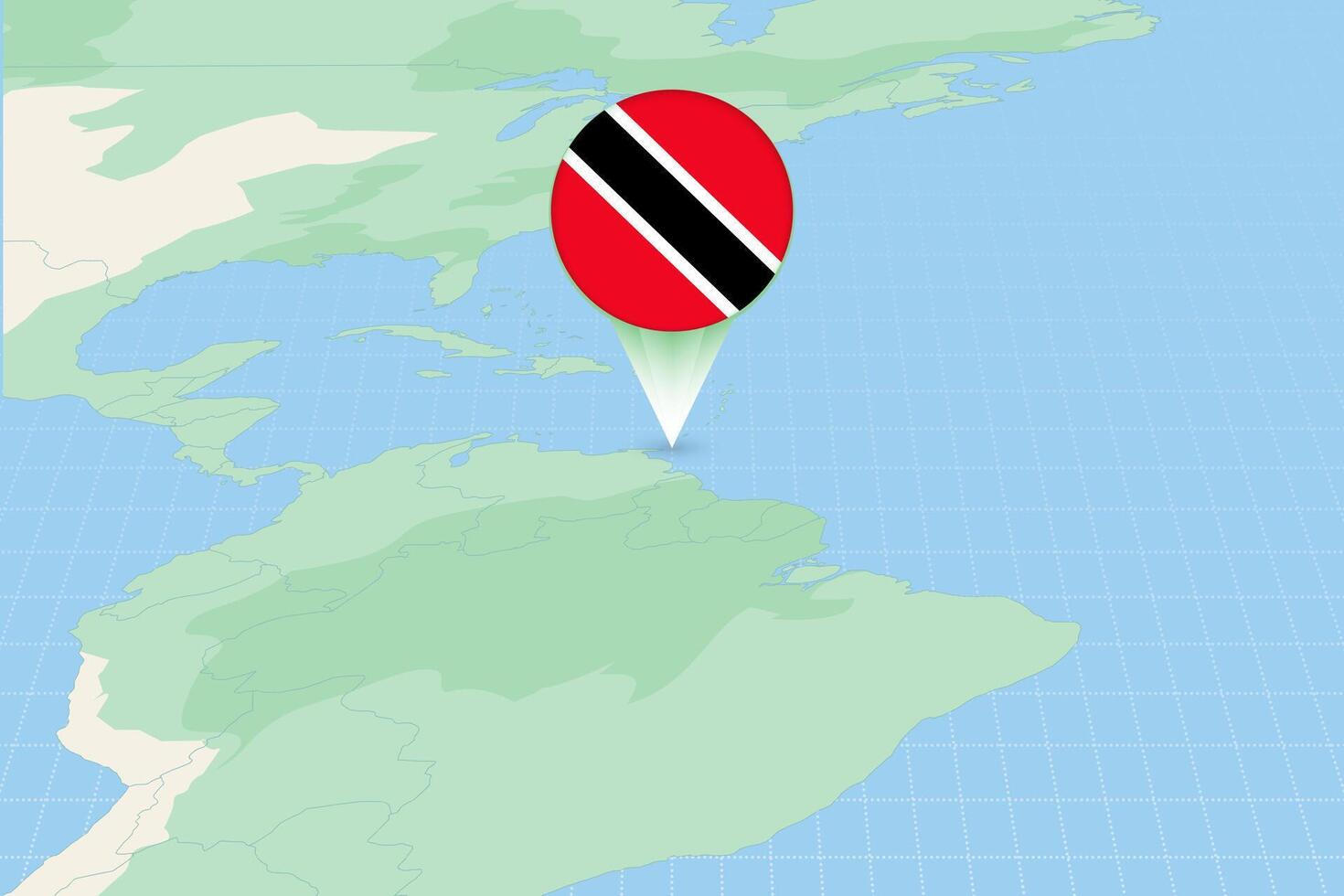 Karta illustration av trinidad och tobago med de flagga. kartografisk illustration av trinidad och tobago och angränsande länder. vektor