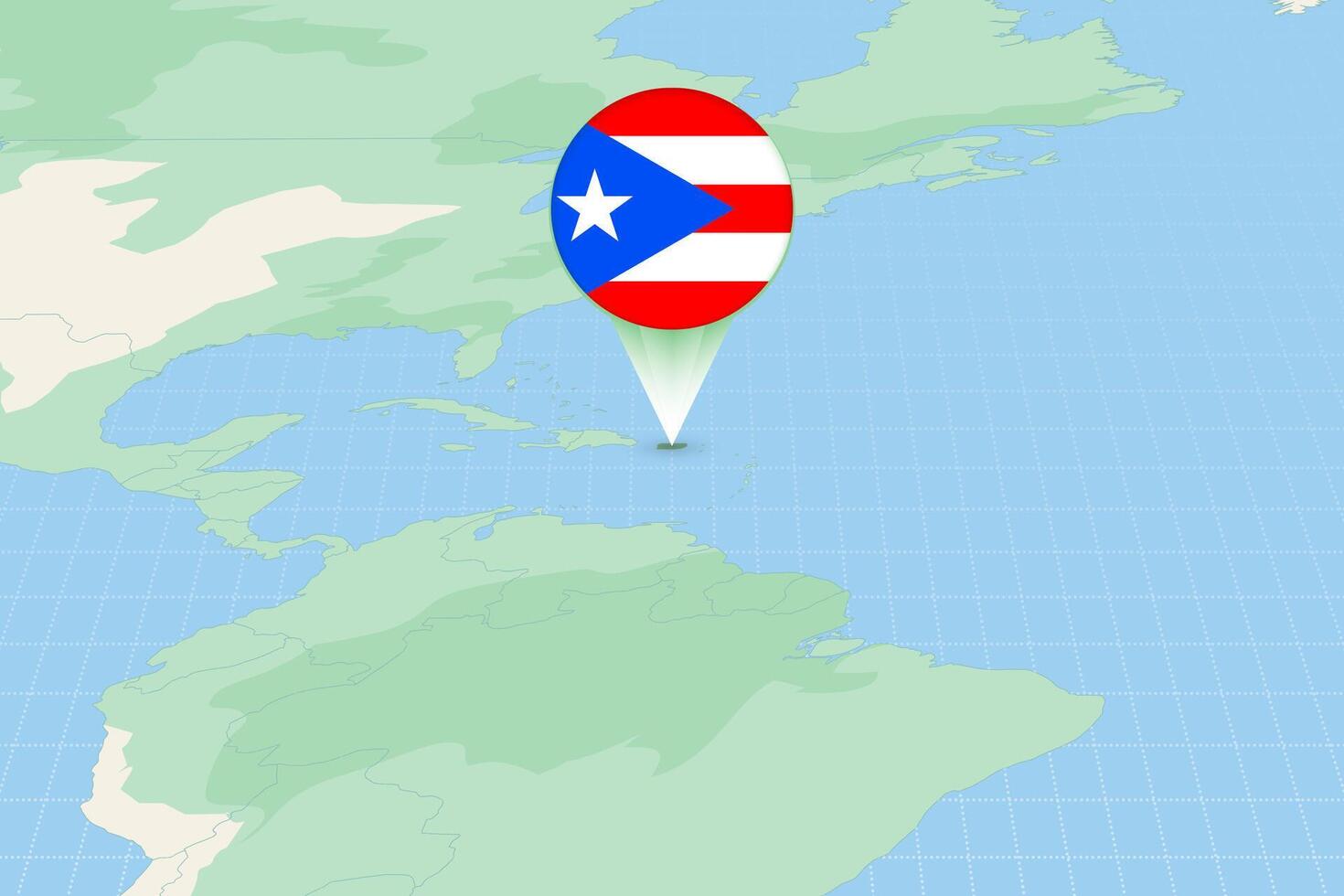 Karte Illustration von puerto rico mit das Flagge. kartografisch Illustration von puerto rico und benachbart Länder. vektor