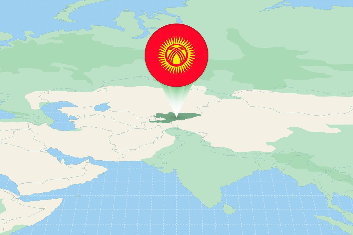 Karte Illustration von Kirgisistan mit das Flagge. kartografisch Illustration von Kirgisistan und benachbart Länder. vektor