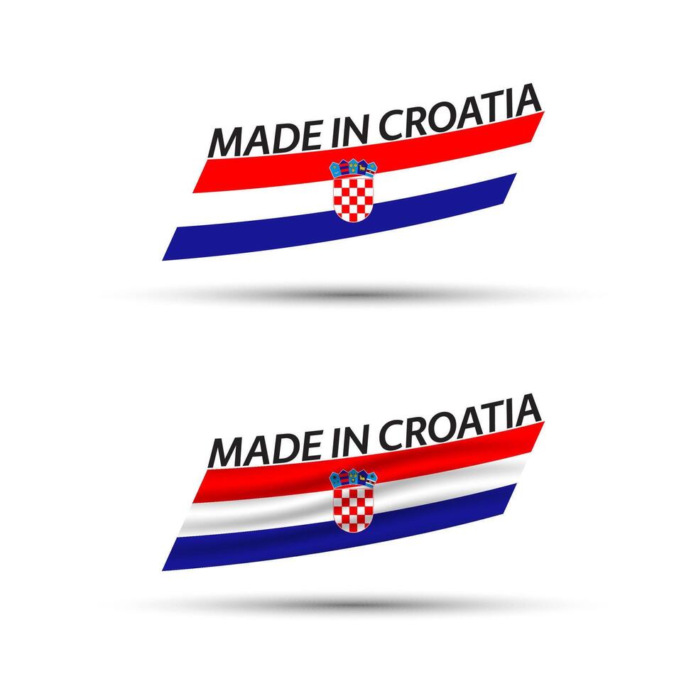 zwei modern farbig Flaggen mit kroatisch dreifarbig isoliert auf Weiß Hintergrund, Flaggen von Kroatien, kroatisch Bänder, gemacht im Kroatien vektor