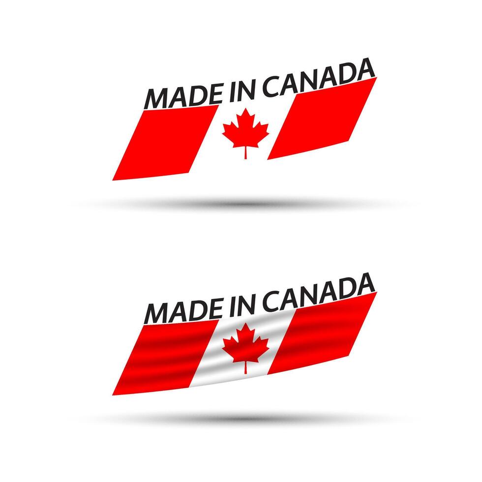 zwei modern farbig kanadisch Flaggen isoliert auf Weiß Hintergrund, Flaggen von Kanada, kanadisch Bänder, gemacht im Kanada vektor