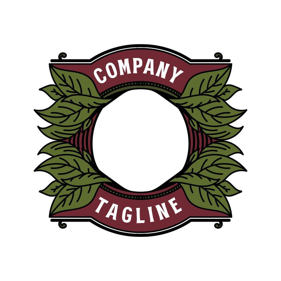 leer Abzeichen Emblem Etikette mit Tabake Blatt Ornament zum Zigaretten Produkt Design vektor