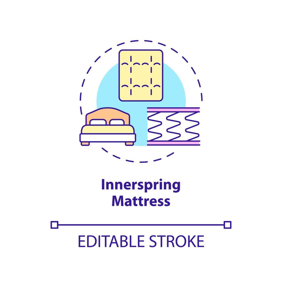 innerspring madrass koncept ikon. vanlig madrass typ abstrakt idé tunn linje illustration. metallfjädrar stommen täckt med tyg. vektor isolerade kontur färgritning. redigerbar linje