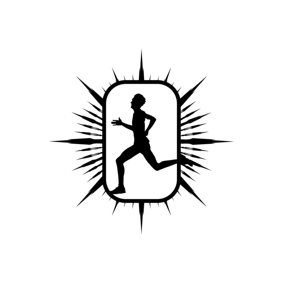 Läufer Rahmen Kunst Logo Grafik Illustration, Aufkleber Abzeichen vektor