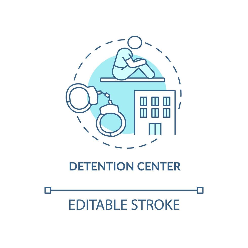 interneringscenter blå konceptikon. olaglig invandring. person instängd i fängelse. deportation abstrakt idé tunn linje illustration. vektor isolerade kontur färgritning. redigerbar linje