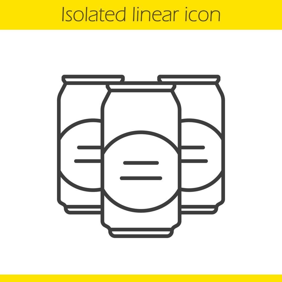 drei Aluminium-Bierdosen lineares Symbol. dünne Linie Abbildung. Kontursymbol. Vektor isolierte Umrisszeichnung