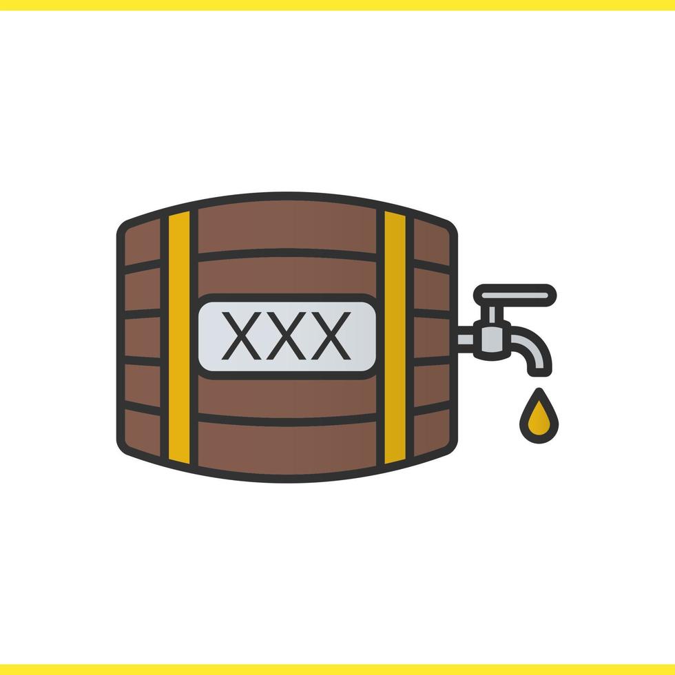 xxx Holzbierfass Farbsymbol. Bierfass mit Zapfhahn und Tropfen. isolierte Vektorillustration vektor