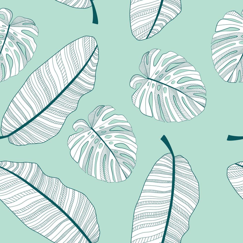 abstrakter tropischer Palmblatt-nahtloser Musterhintergrund. Vektor-Illustration vektor