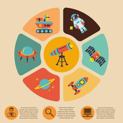 Weltraumikonen Infografiken vektor