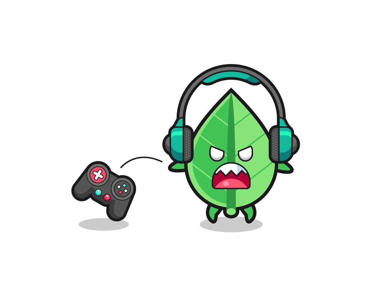 leaf gamer maskot är arg vektor