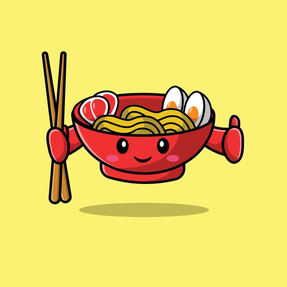 süße Ramen mit Essstäbchen-Illustration vektor