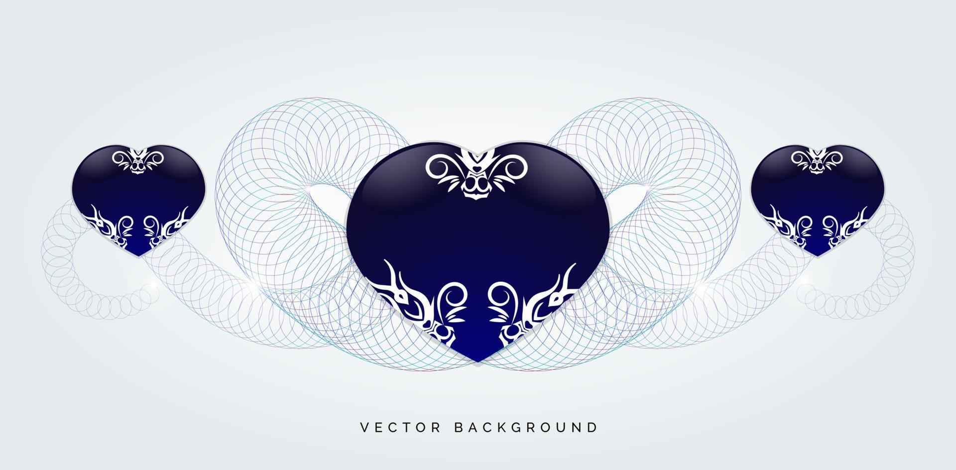 abstrakt spiral i blått med hjärta form prydnad vektor