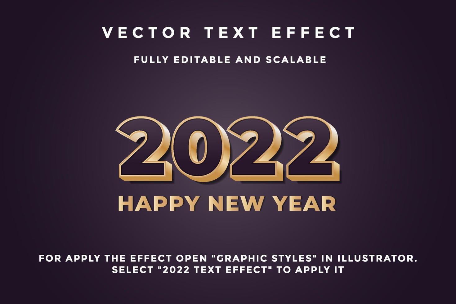 bearbeitbarer Texteffekt für das neue Jahr 2022. Vektortexteffekt 2022, neues Jahr, isoliertes Design vektor