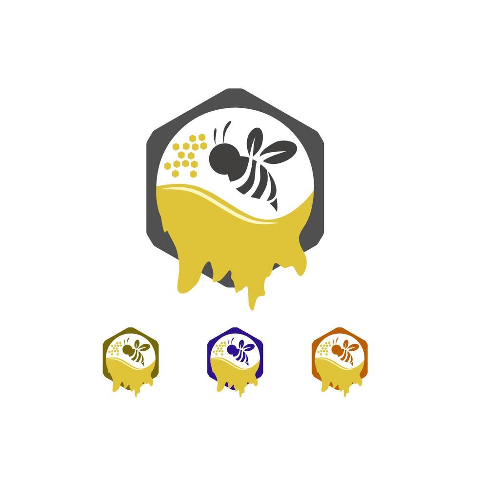 Honigbiene Logo Design süßes Honigetikett vektor