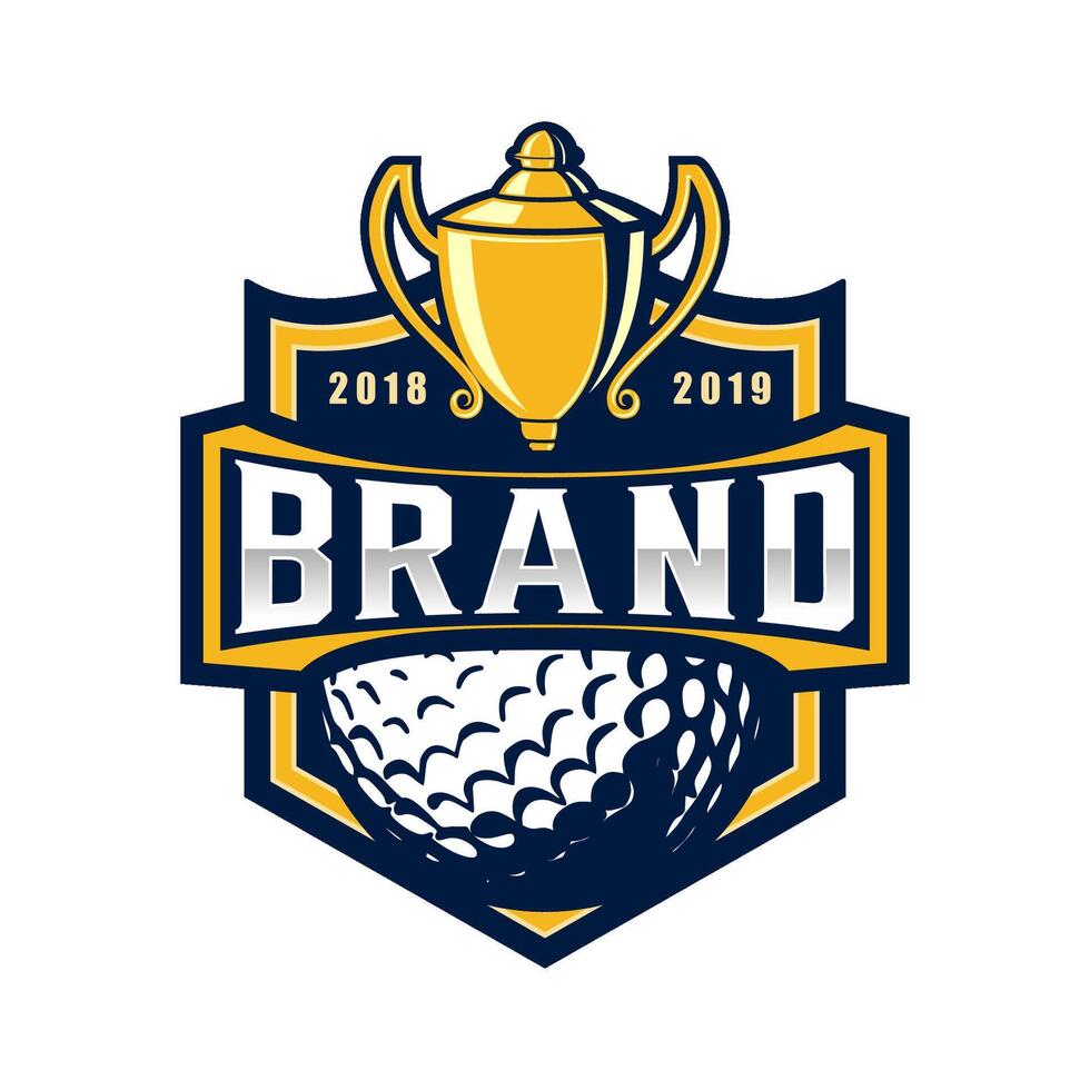 golf mästerskap logotyp. golf bollar och troféer för golf sporter turneringar. vektor
