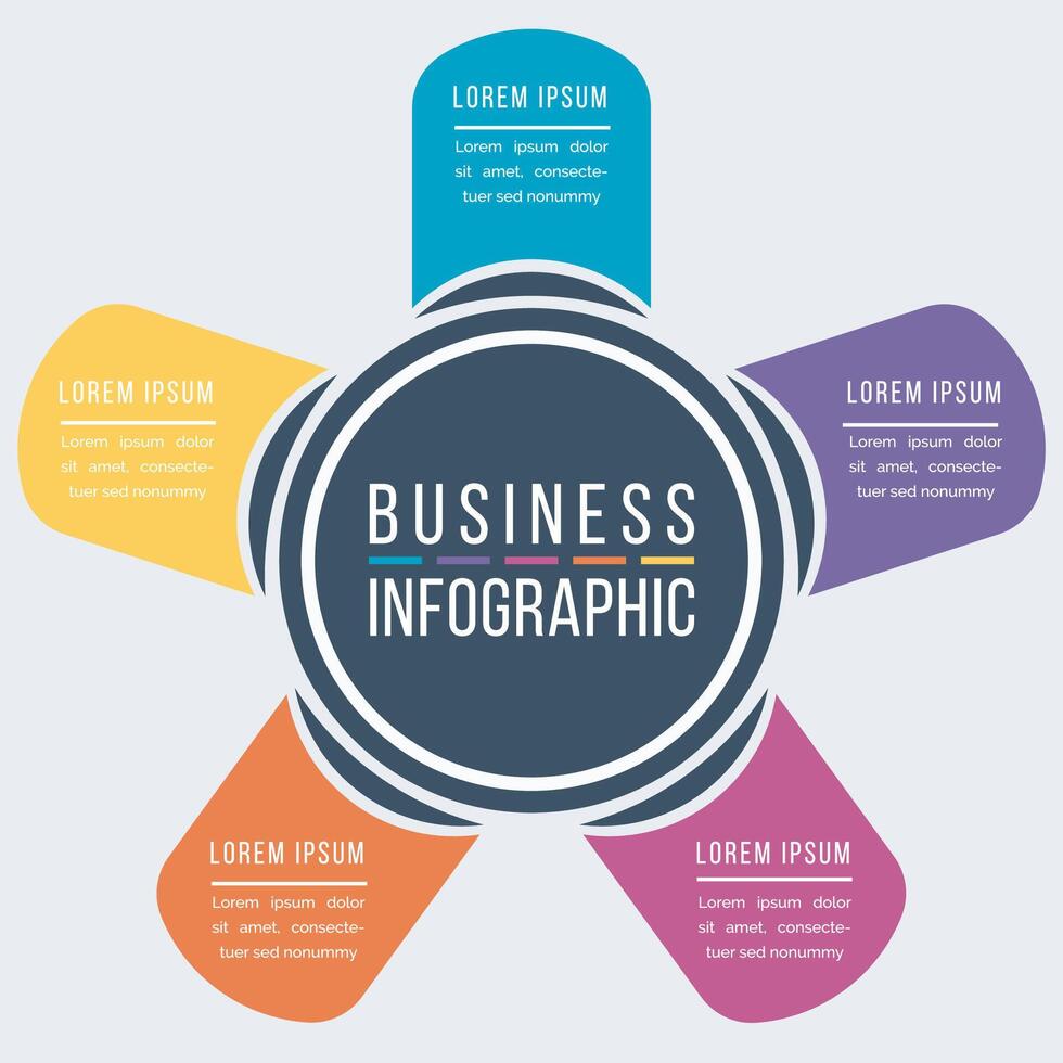 Infografik Design bunt 5 Schritte, Objekte, Elemente oder Optionen Geschäft Information Vorlage vektor