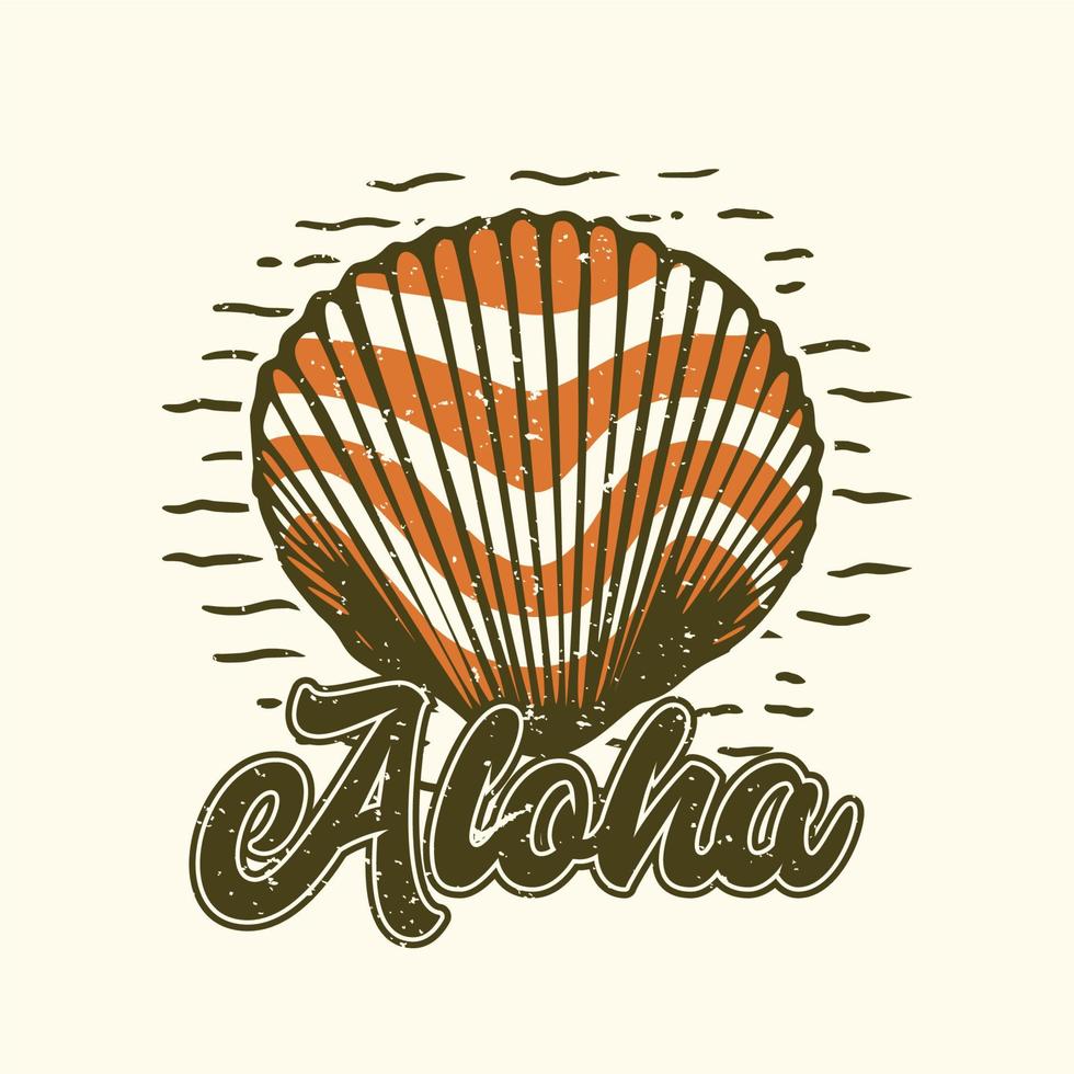 logotyp design aloha med skal vintage illustration vektor