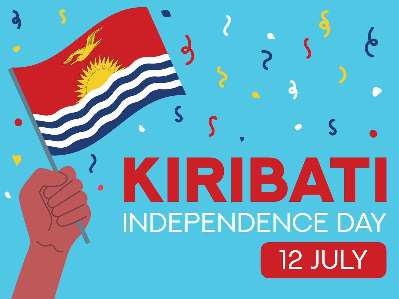 kiribati Unabhängigkeit Tag 12 Juli. kiribati Flagge im Hand. Gruß Karte, Poster, Banner Vorlage vektor
