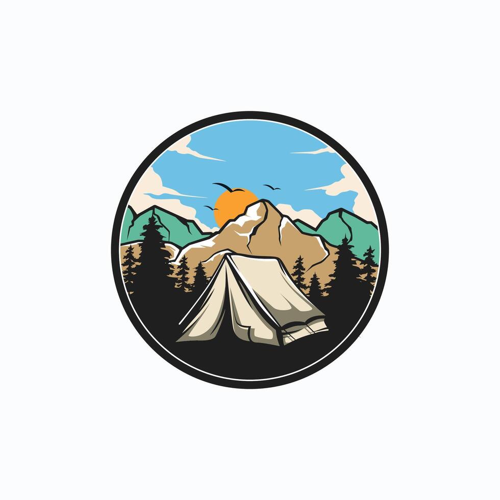 Berg Abenteuer Logo. draussen Camping Jahrgang Logo Design vektor