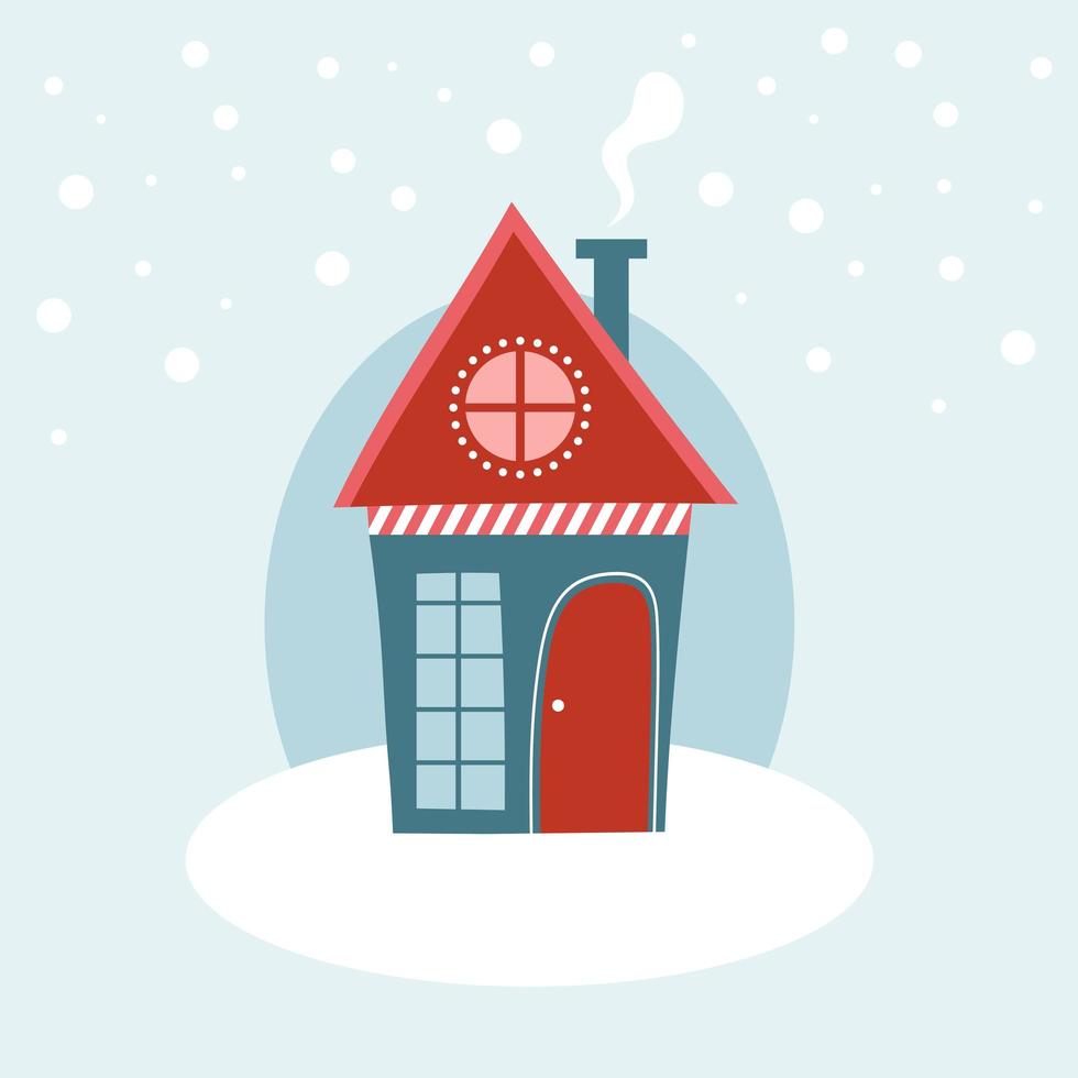 Winterhaus mit Schnee. flache Cartoon-Stil-Vektor-Illustration. vektor