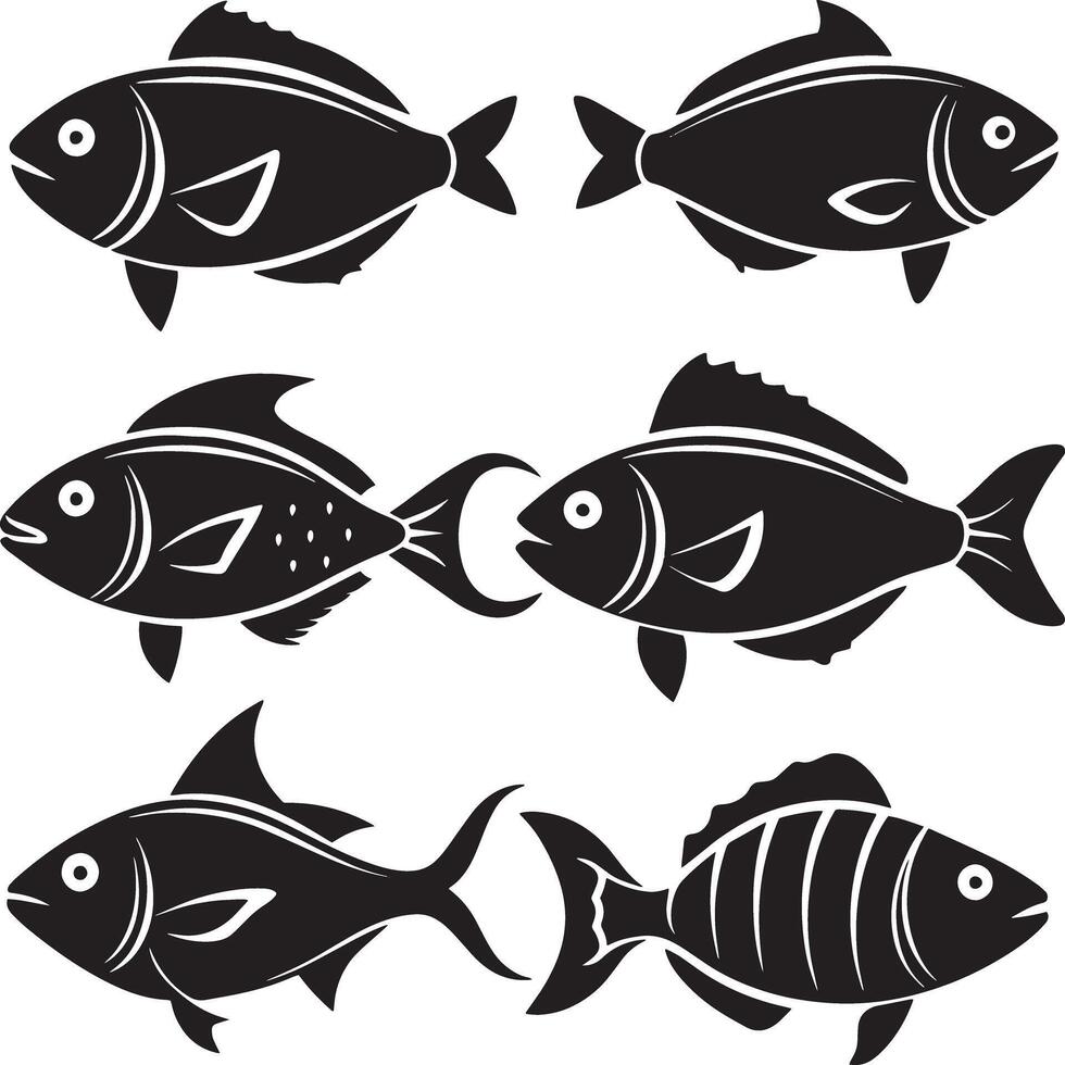 einstellen von Fisch Illustration isoliert Weiß Hintergrund vektor