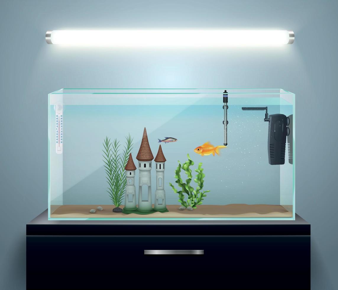 realistische Zusammensetzung des Aquariums vektor