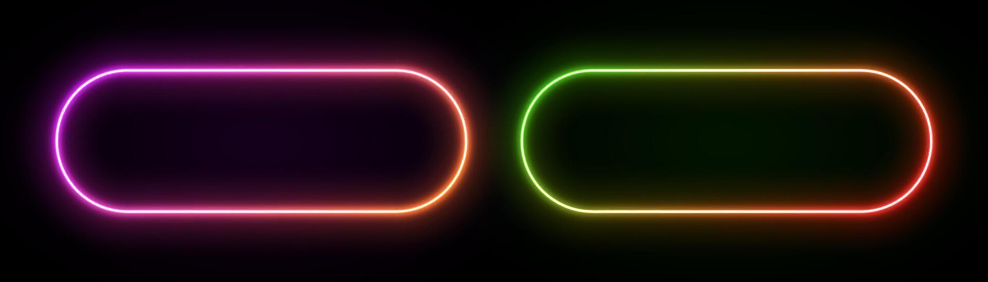 Licht Neon- Rechteck rahmen. glühen von das Laser- Grenze. LED Gradient Banner. gerundet geometrisch Elemente zum Spiel Design und Werbung. vektor