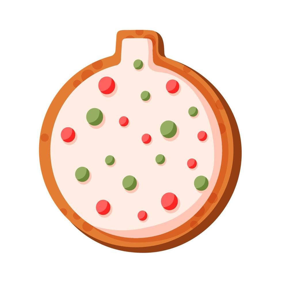 Lebkuchen Weihnachten Baum Spielzeug im Karikatur Stil. Neu Jahr und Winter, Neu Jahr hausgemacht Süßigkeiten. traditionell Süss Weihnachten Keks. Illustration isoliert auf ein Weiß Hintergrund. vektor
