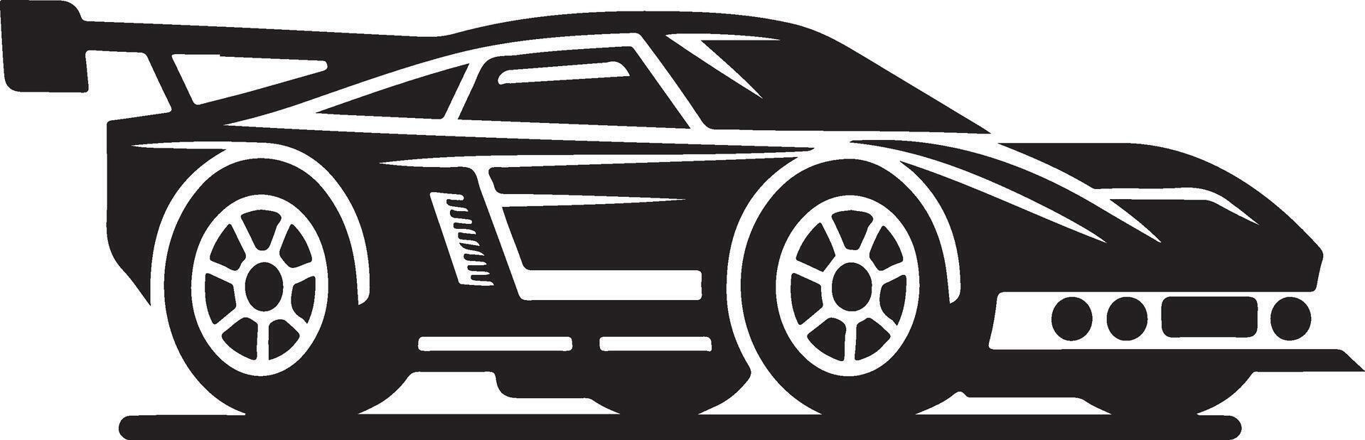 Auto Symbol mit Rennen Räder. Sport Auto Silhouette Seite Aussicht isoliert, schwarz Farbe Silhouette vektor