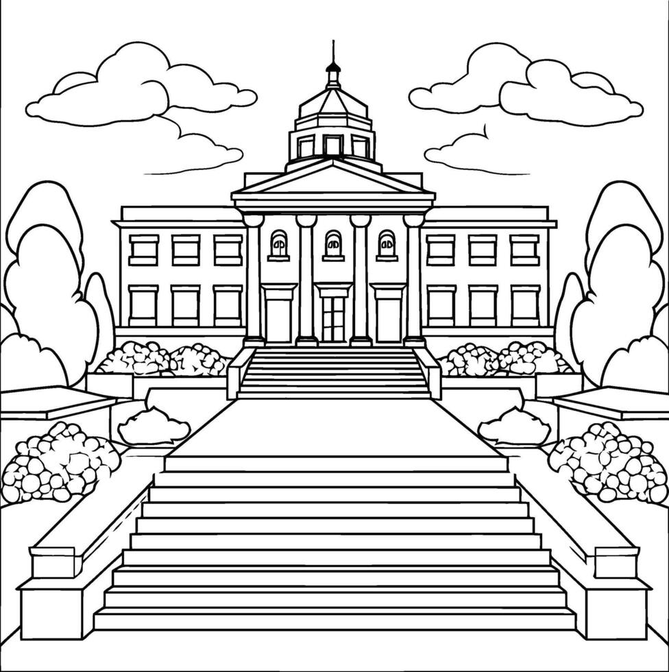 svart och vit illustration av de byggnad av de stat capitol i Washington dc. vektor