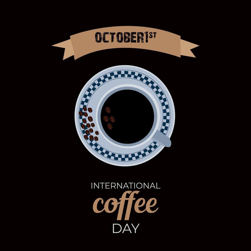 internationell kaffe dag bakgrund med kaffe kopp illustration vektor