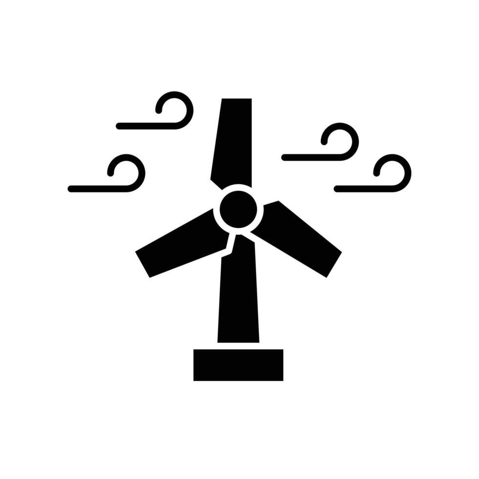 Wind Turbine Symbol. einfach solide Stil. Wind Leistung, Generation, Solar, Anlage, Wasser, Fabrik, elektrisch, verlängerbar Energie Konzept. Silhouette, Glyphe Symbol. isoliert. vektor