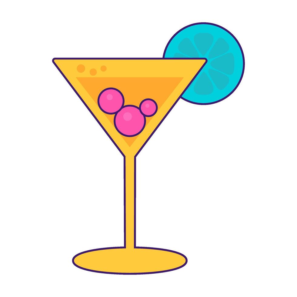 Glas gefüllt mit Martini und garniert vektor