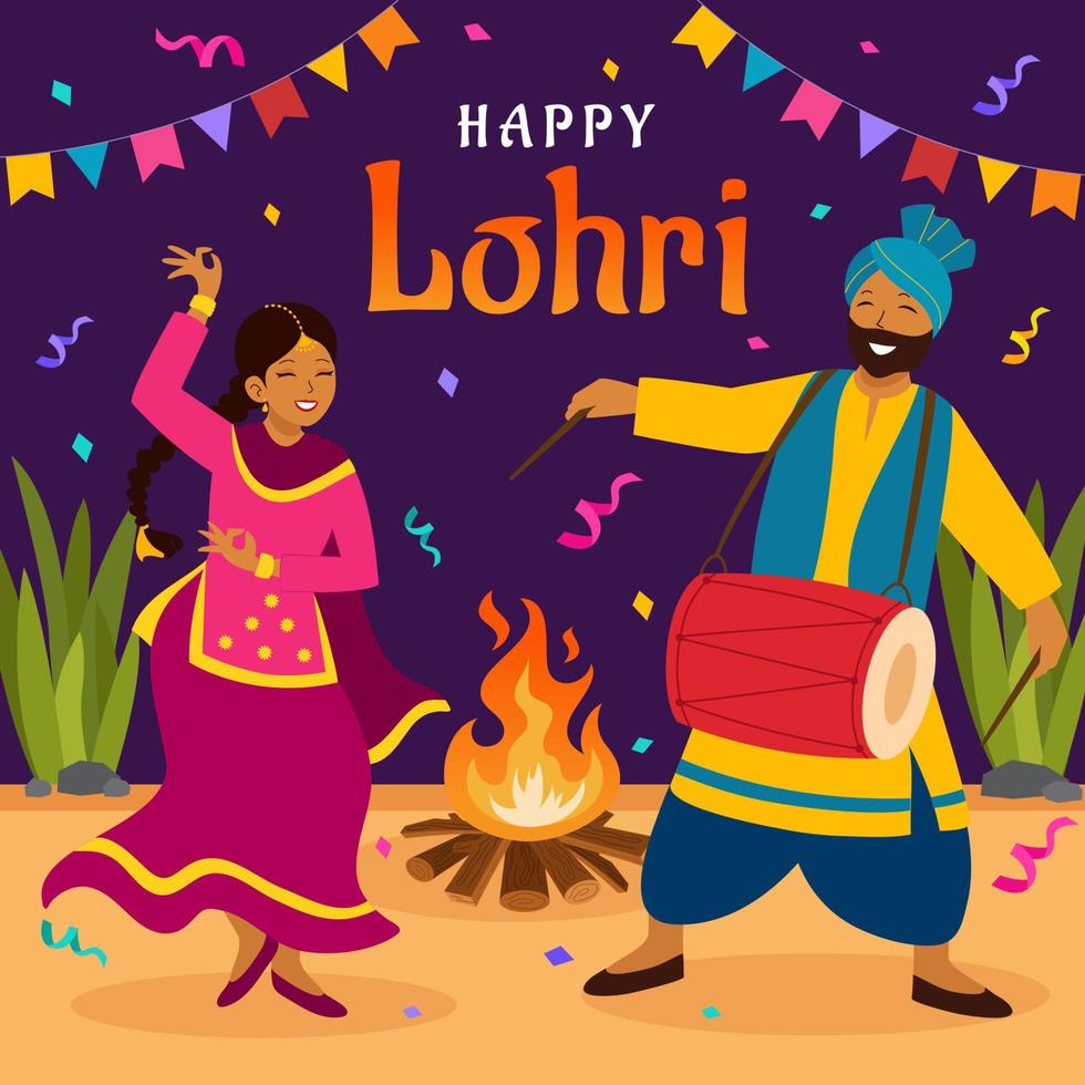 firar lohri i lila vektor