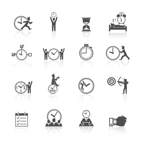 Zeit Management Icons Set vektor