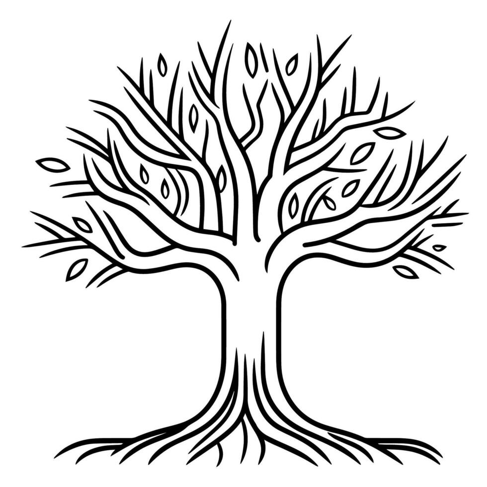 översikt av invecklad träd rötter ikon. vektor