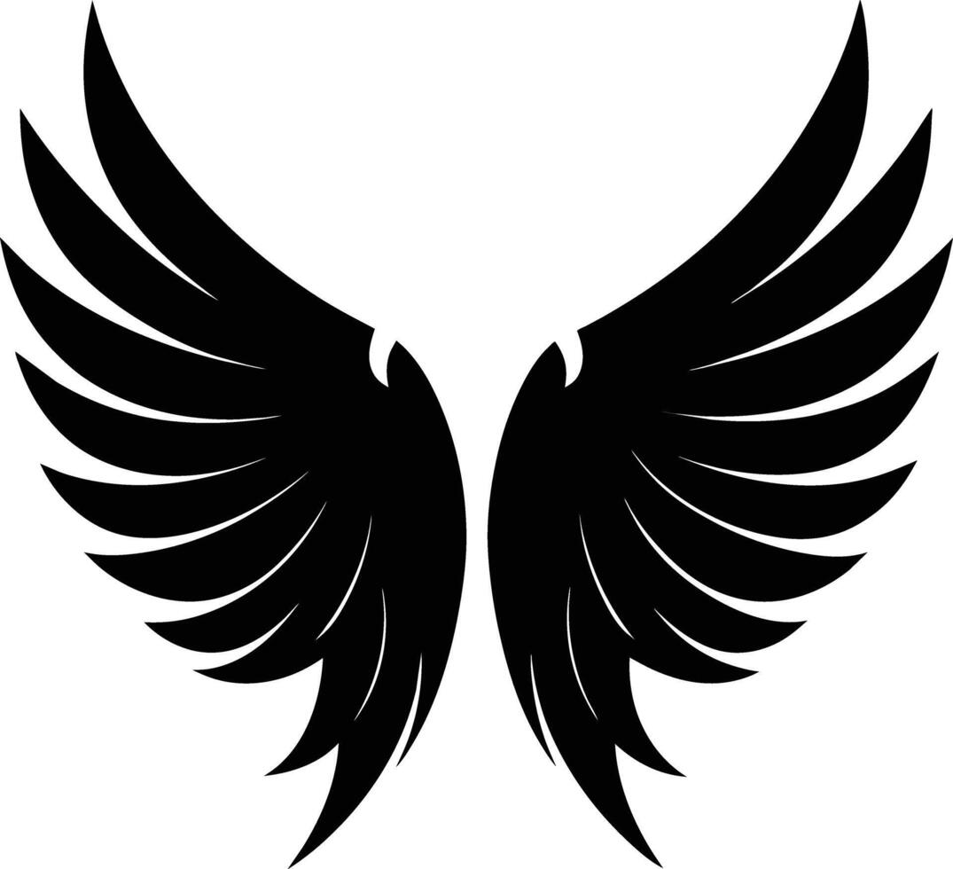 en svart silhuett av en ängel vingar vektor