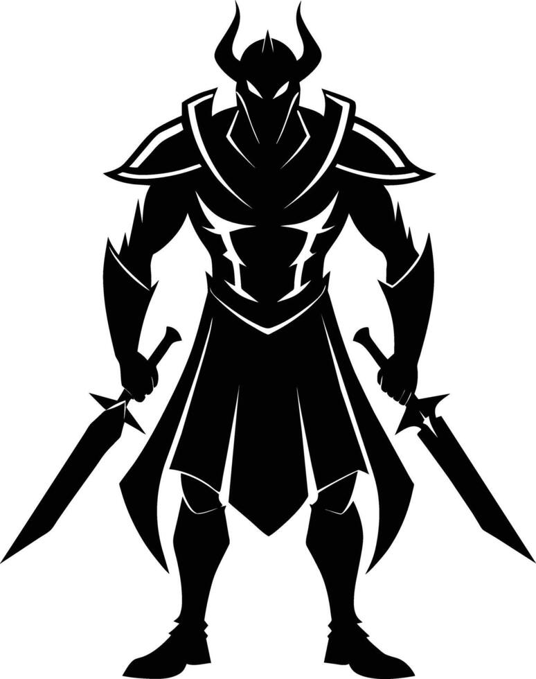 ein schwarz Silhouette von ein Krieger vektor