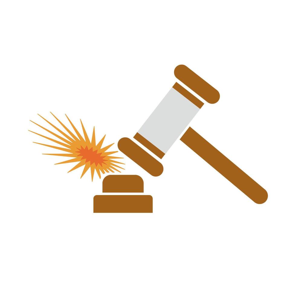 Hammer Symbol. Gericht Entscheidung. Gerichtsverhandlung. vektor