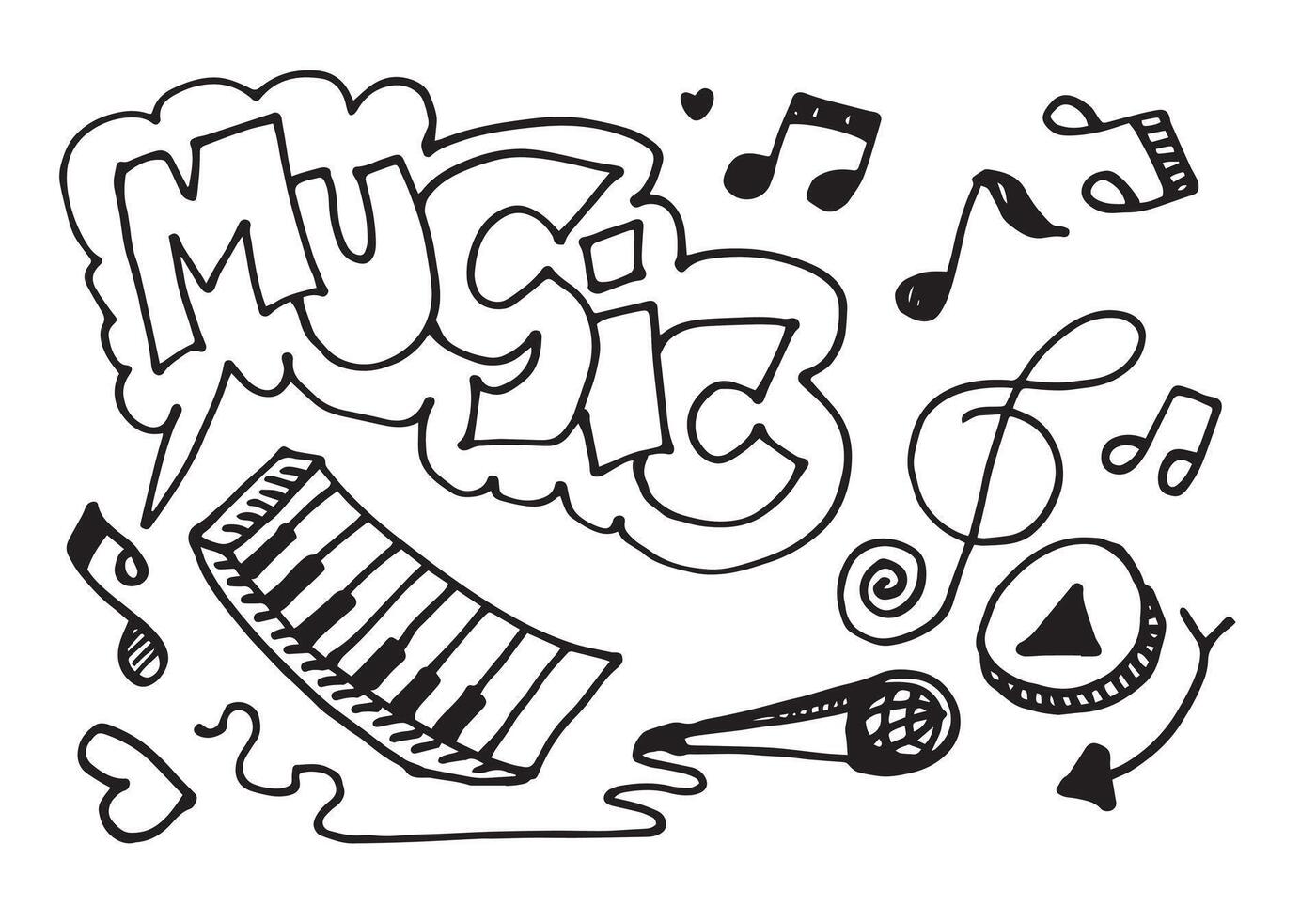 musik hintergrund handgezeichnete musikset illustration. Illustrationen von Musikbildern, Designkonzept. vektor