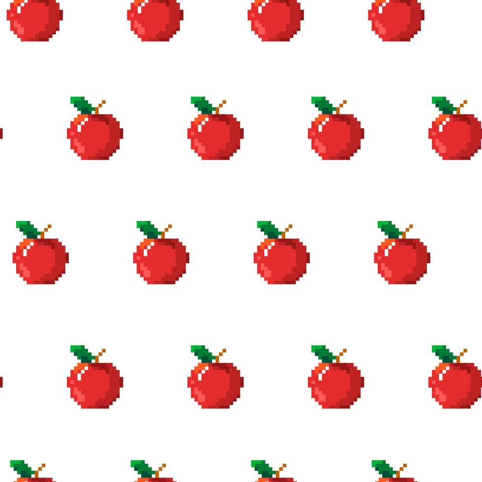 Pixel Kunst Apfel nahtlos Muster vektor