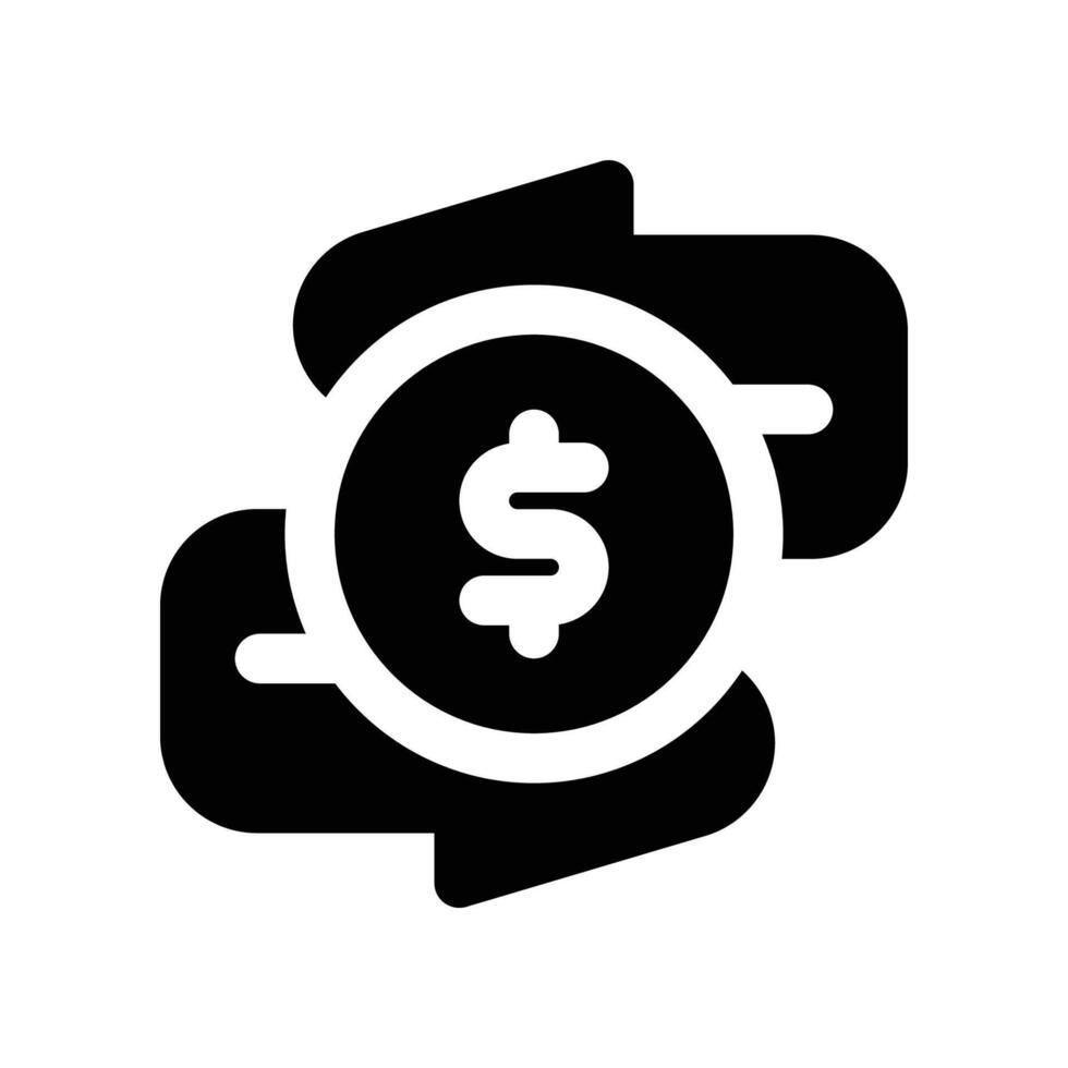 Geld fließen Symbol. Glyphe Symbol zum Ihre Webseite, Handy, Mobiltelefon, Präsentation, und Logo Design. vektor