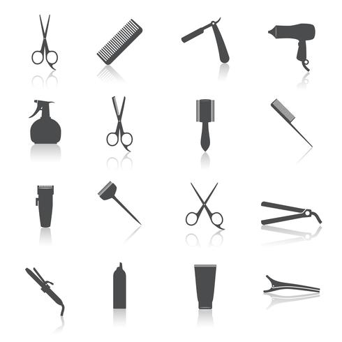 Friseur Icons Set vektor