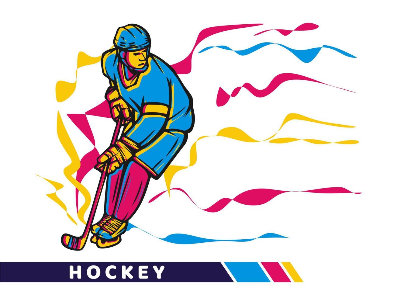 Vektor-Illustration-Hockey-Spieler mit Bewegung Farbe Vektorgrafiken vektor