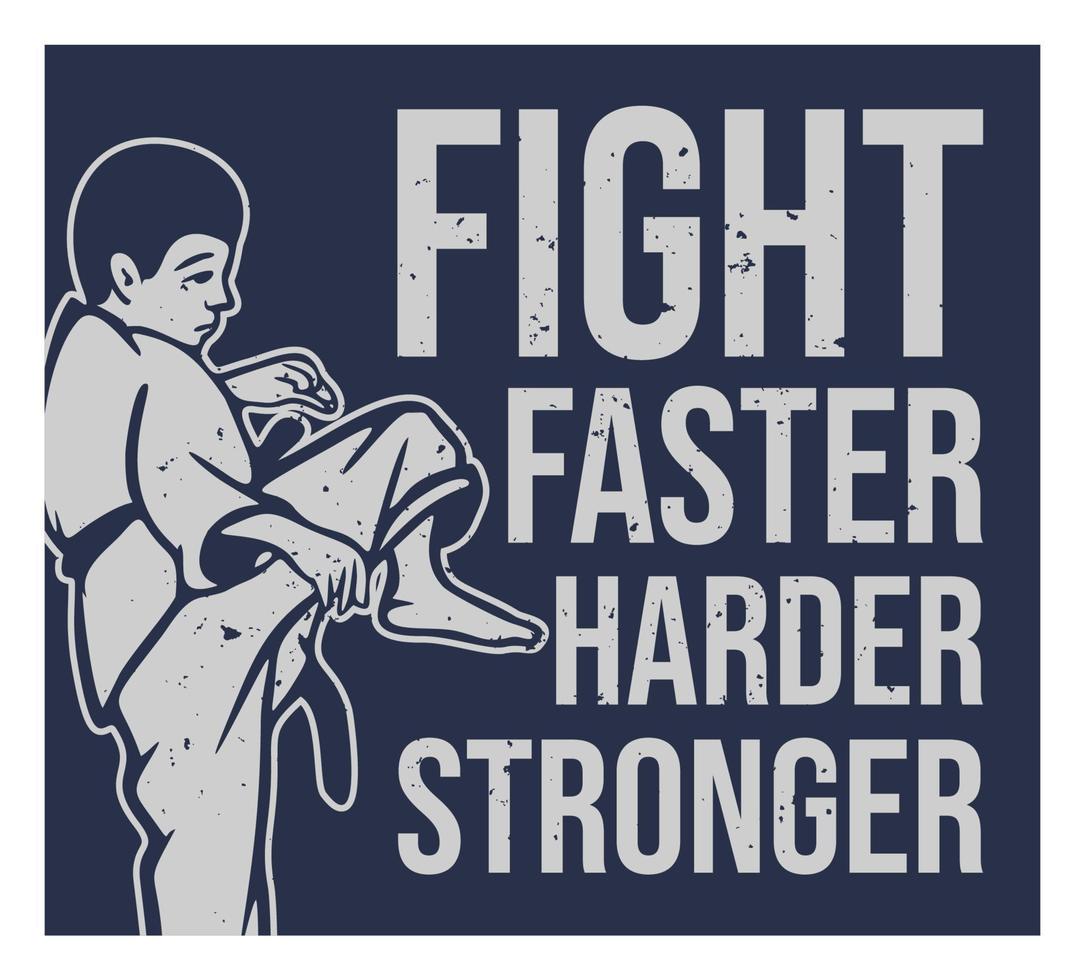 Plakatdesign kämpfe schneller härter mit Kid Muay Thai Martial Art Artist Vintage Illustration vektor