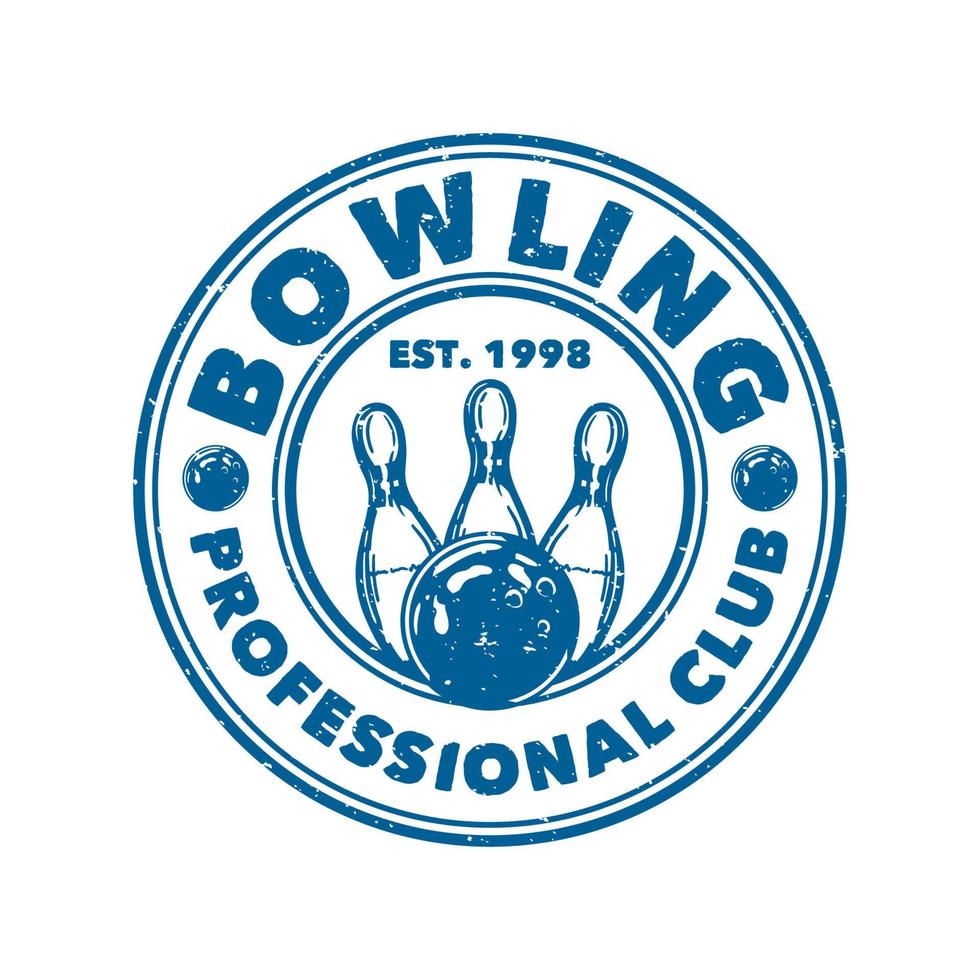Logo-Design-Bowling-Proficlub mit Bowlingkugel, die Pin Bowling-Vintage-Illustration trifft vektor