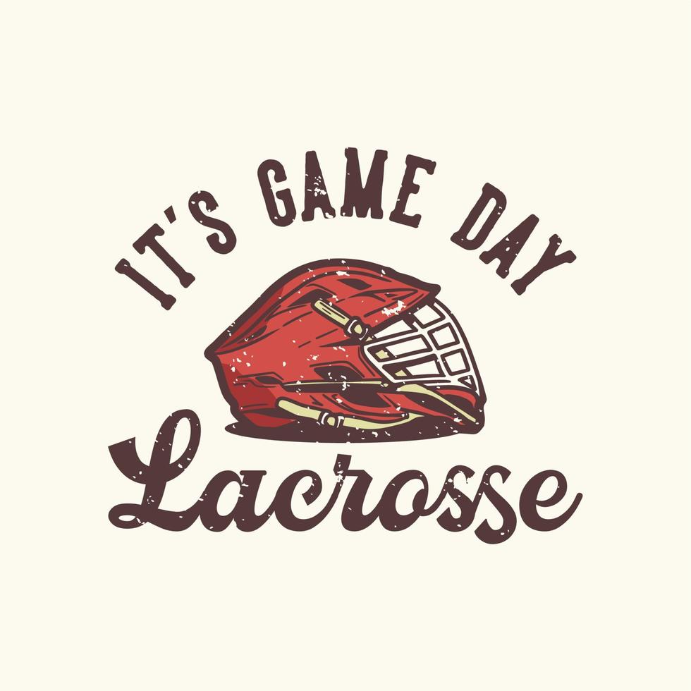 logotypdesign it's game day lacrosse med lacrossehjälm vintage illustration vektor