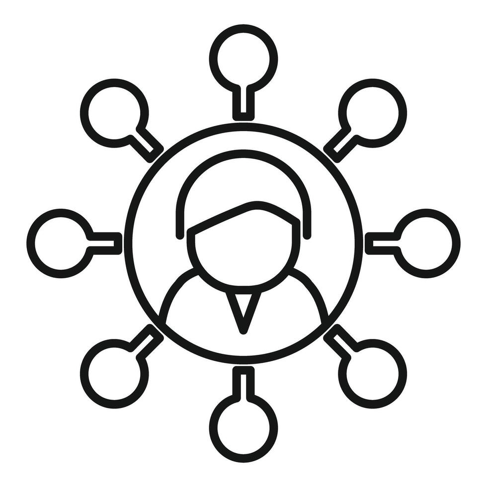 umrissen Symbol von ein Person und Netzwerk Verbindungen symbolisieren Fachmann Vernetzung und Zusammenarbeit vektor