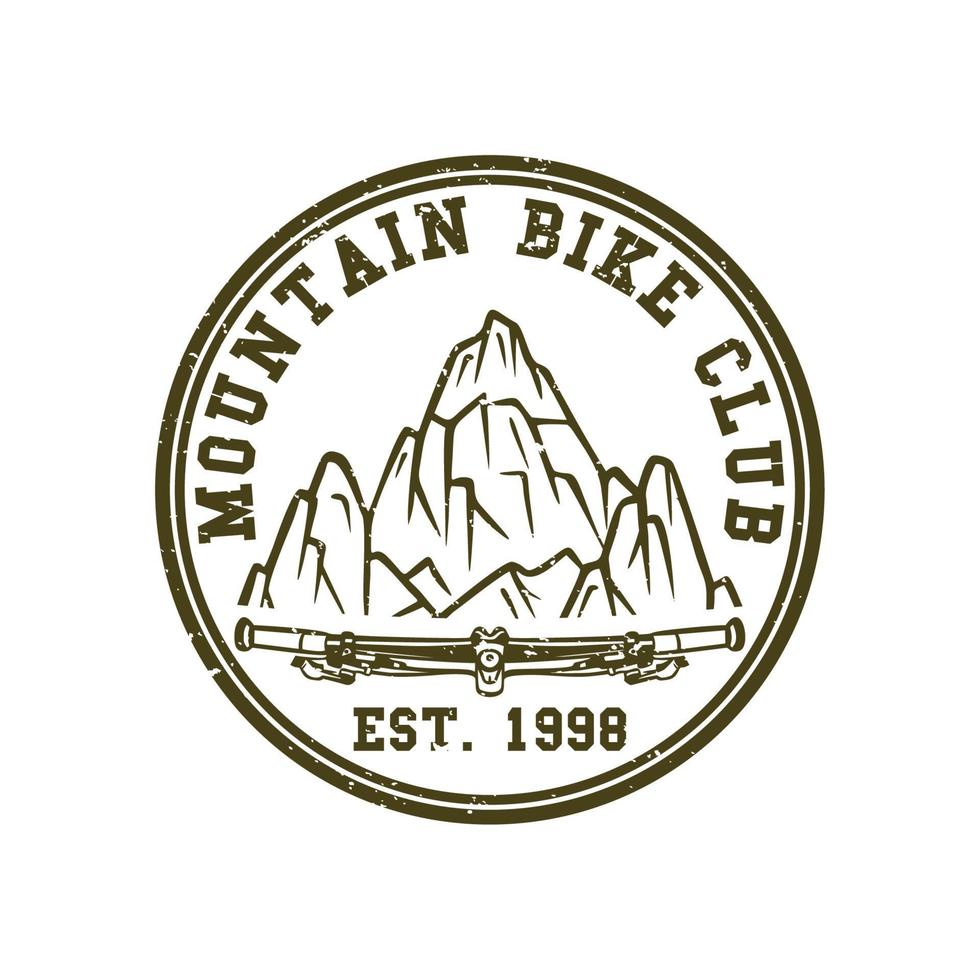 logotyp design mountainbike klubb est. 1998 med mountainbike och mountainbike handtag vintage illustration vektor